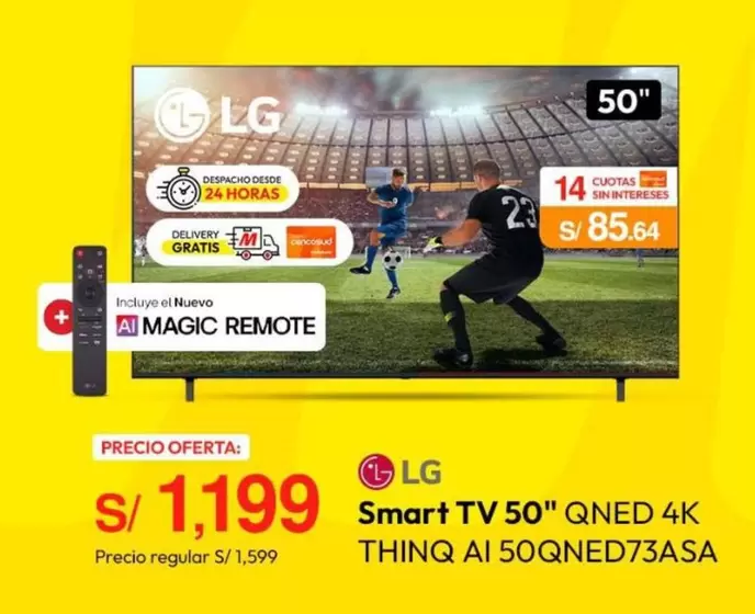 Lg - Smart TV 50" QNED 4K ThinQ AI 50QNED73ASA