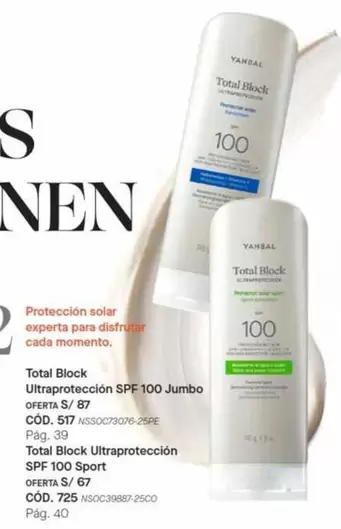 Yanbal - Total Block Ultraprotección SPF 100 Jumbo