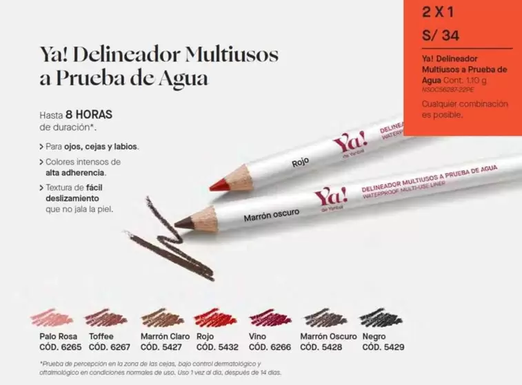 Piel - Delineador Multiusos a Prueba de Agua (cód. 6266, 6267, 6268, 5427, 5426, 5428, 5429?)
