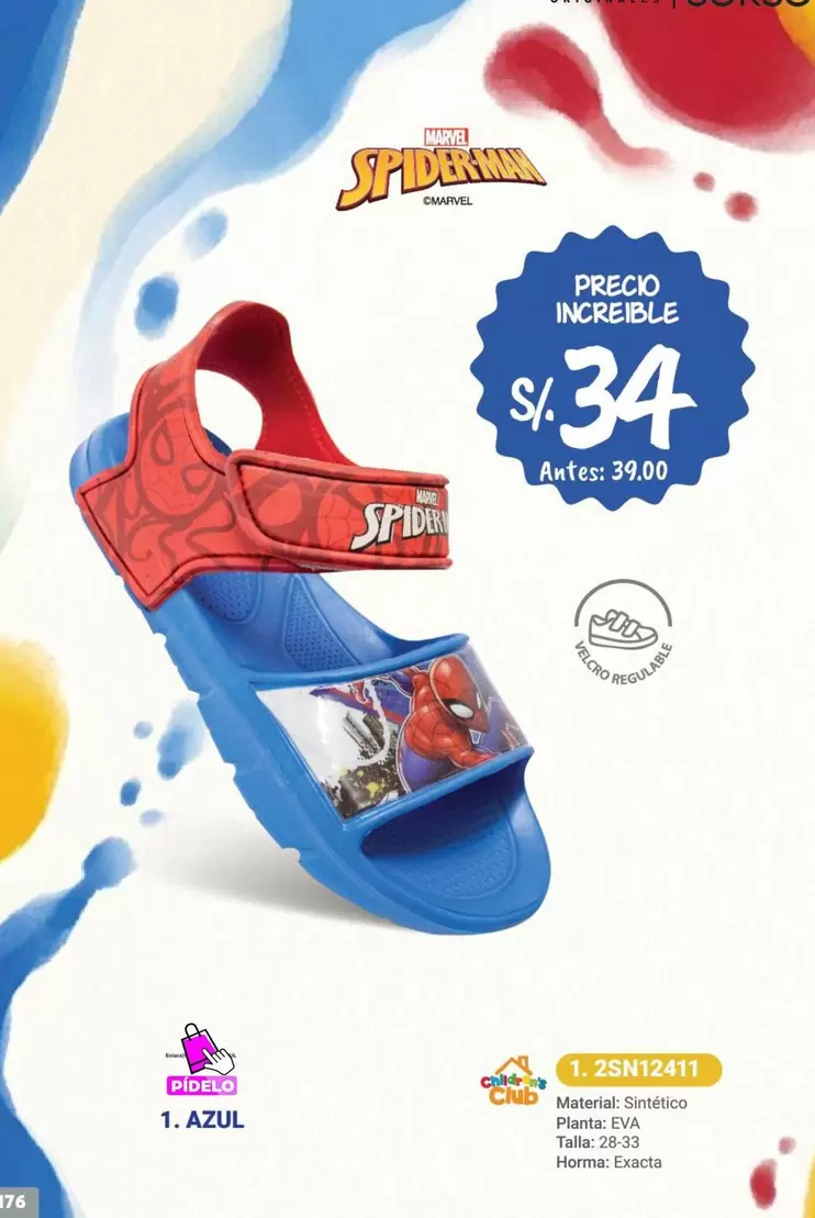 Marvel - Sandalias Spiderman 1. AZUL