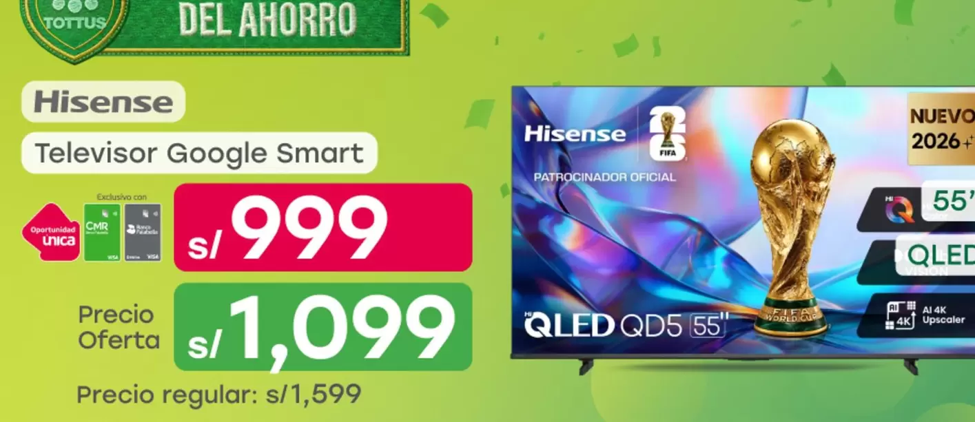 Hisense - Televisor Google Smart QLED QDS 55"