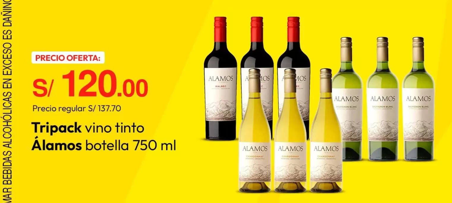Alamos - Tripack vino tinto Álamos botella 750 ml