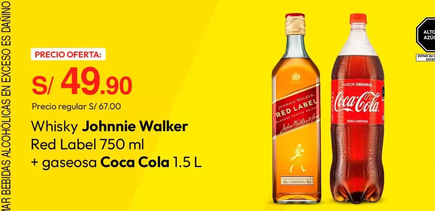 Coca-Cola - Whisky Johnnie Walker Red Label 750 ml + gaseosa Coca Cola 1.5 L