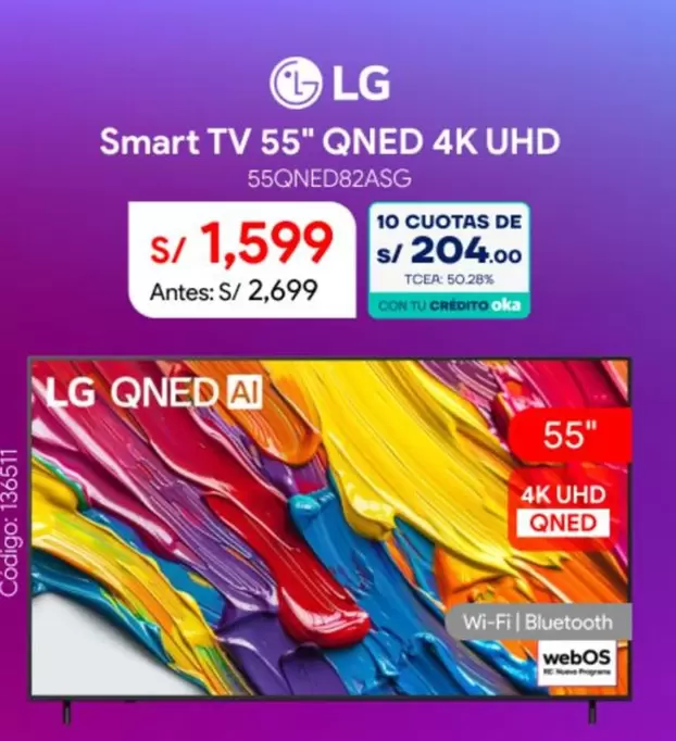 Lg - Smart TV 55" QNED 4K UHD 55QNED82ASG