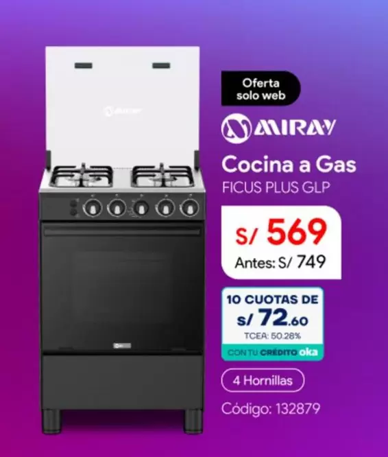 Miray - Cocina a Gas FICUS PLUS GLP