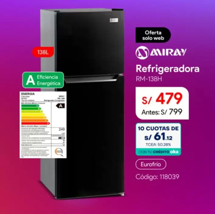 Miray - Refrigeradora RM-138H