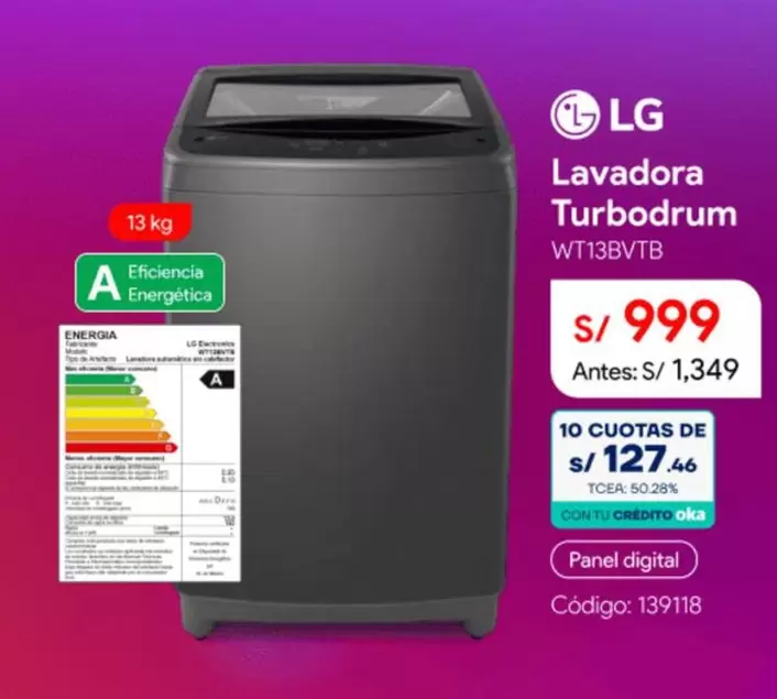 Lg - Lavadora Turbodrum WT13BVTB