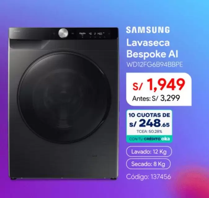 Samsung - Lavaseca Bespoke AI WD12FG6B94BBPE