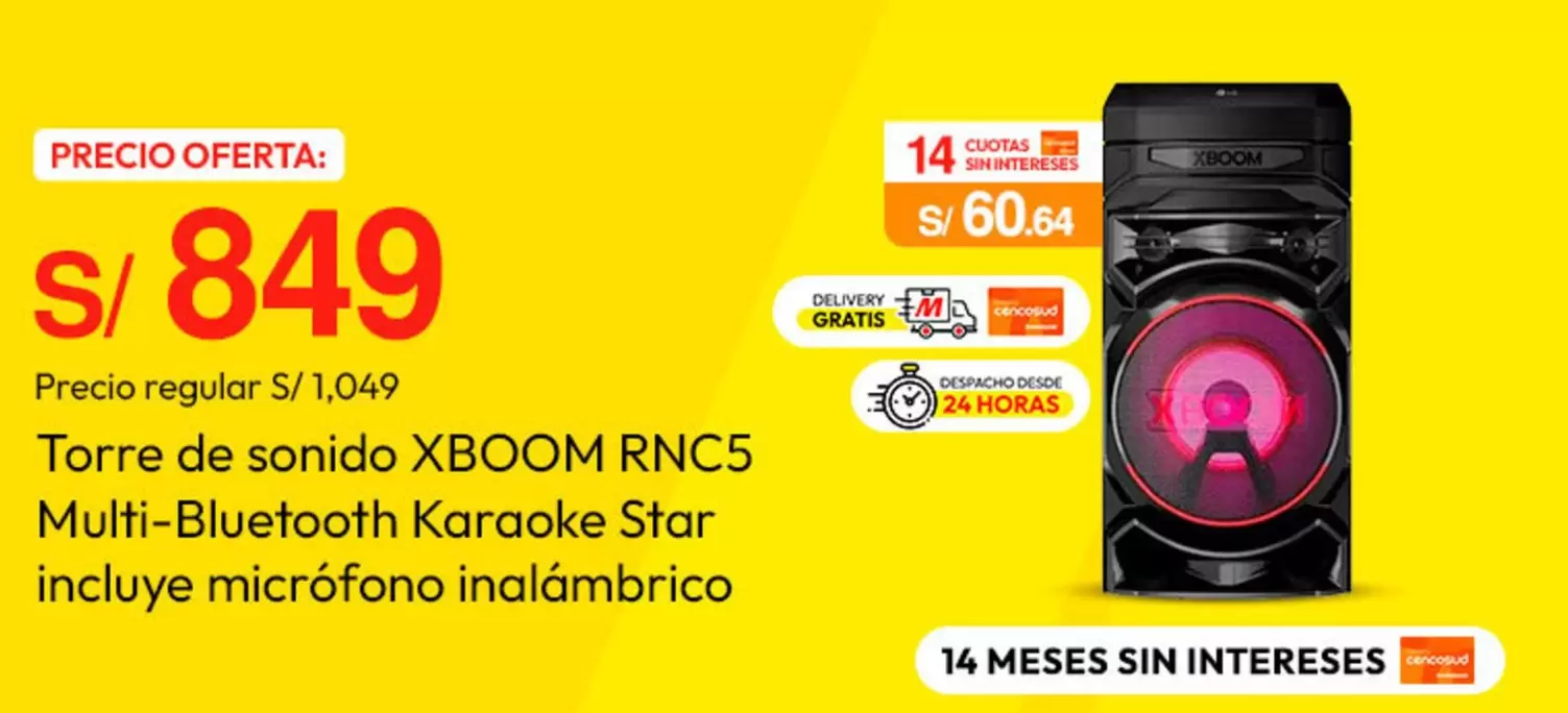 Lg - Torre de sonido XBOOM RNC5 Multi-Bluetooth Karaoke Star incluye micrófono inalámbrico