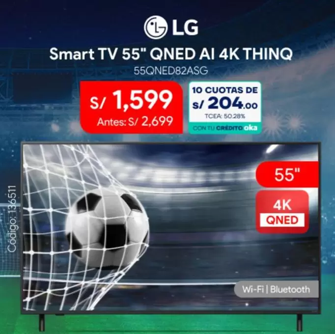 Lg - Smart TV 55" QNED AI 4K THINQ 55QNED82ASG