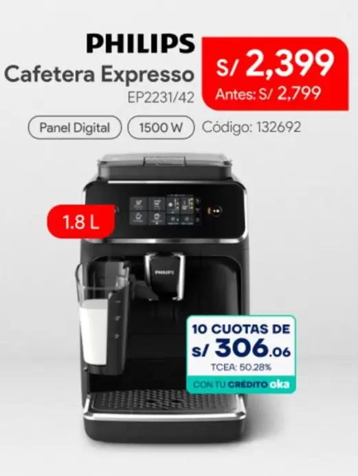 Philips - Cafetera Expresso EP2231/42