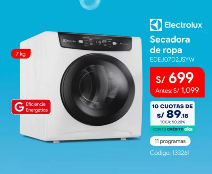Electrolux - Secadora de ropa EDEJ07D2JSYW