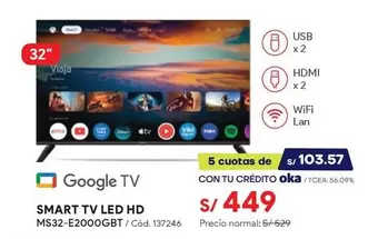Lan - SMART TV LED HD MS32-E2000GBT