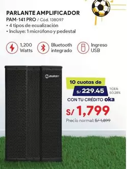 PARLANTE AMPLIFICADOR PAM-141 PRO / Cód. 138097