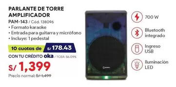 PARLANTE DE TORRE AMPLIFICADOR PAM-143