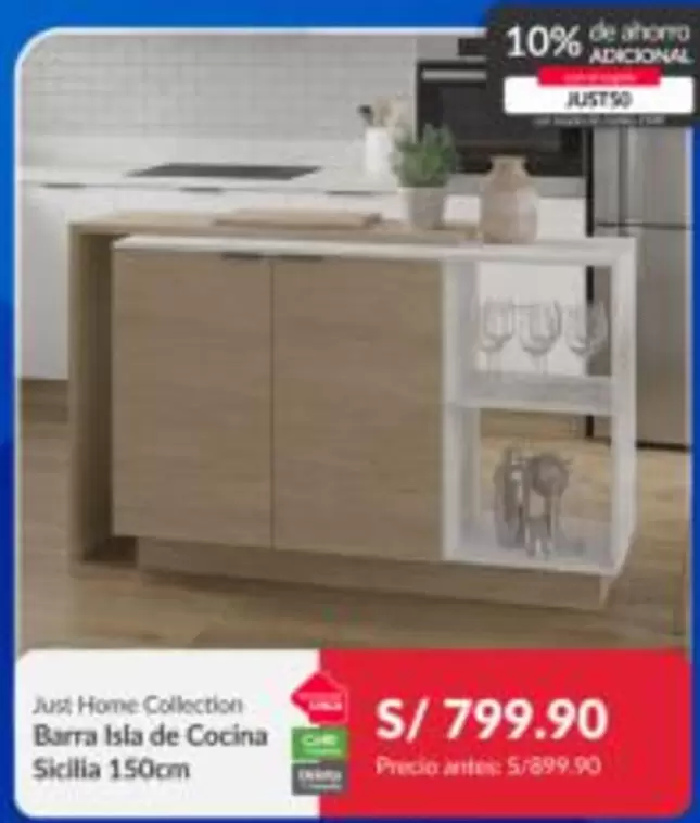Barra Isla de Cocina Sicilia 150cm