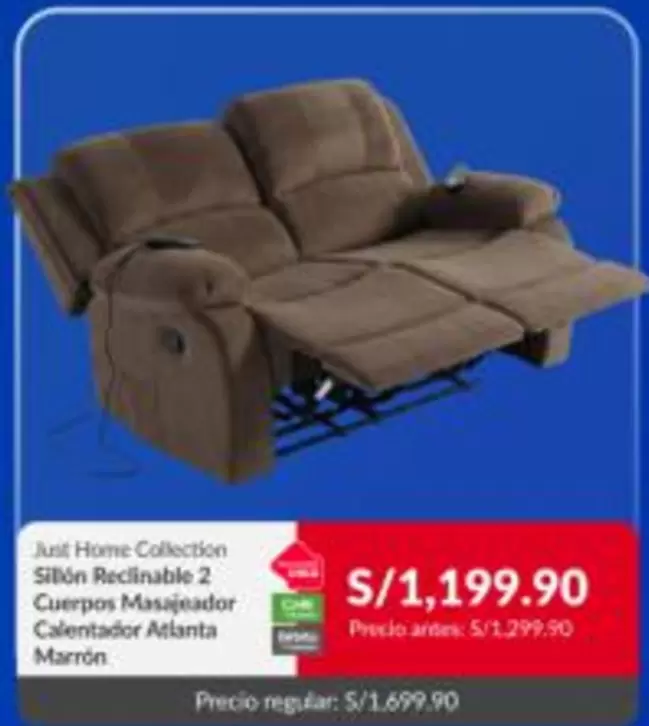 Sillón Reclinable 2 Cuerpos Masajeador Calentador Atlanta