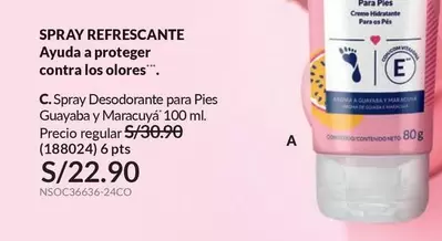 PTS - Spray Refrescante Ayuda a proteger contra los olores. C. Spray Desodorante para Pies Guayaba y Maracuyá 100 ml. (188024)