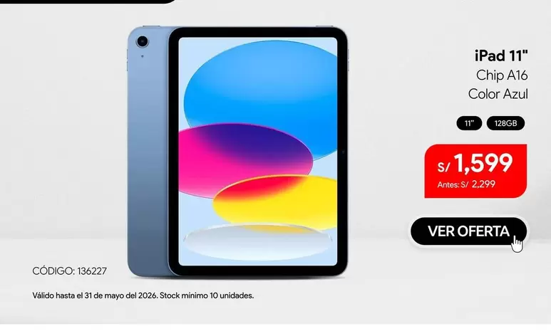 Apple - iPad 11" Chip A16 Color Azul