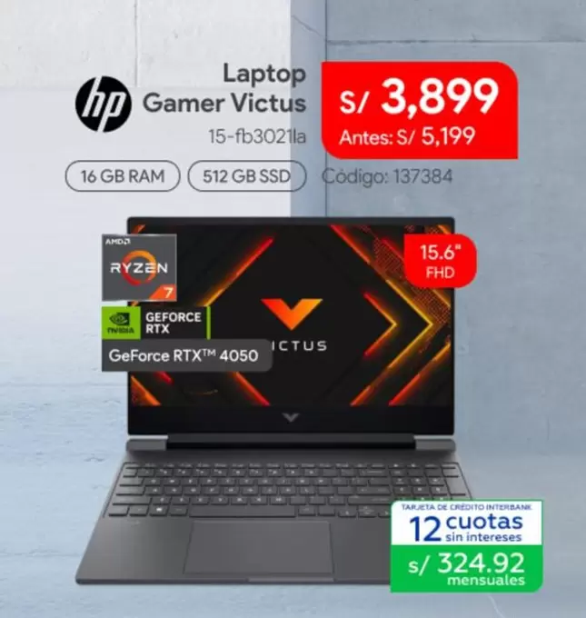 Hp - Laptop Gamer Victus 15-fb3021la