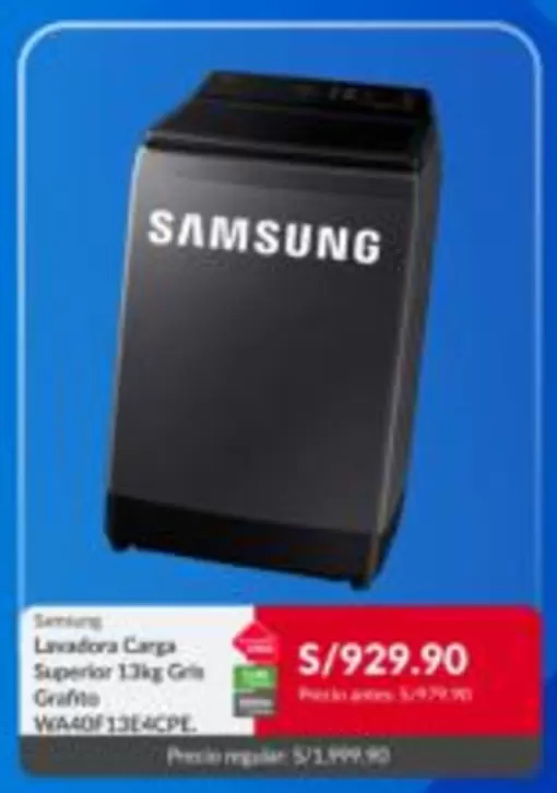 Samsung - Lavadora Carga Superior 13kg Gris Grafito WA40F13E4CPE
