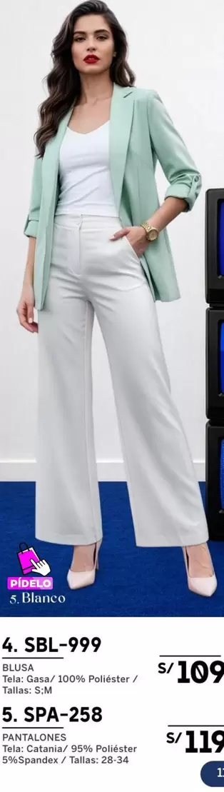4. SBL-999 BLUSA / 5. SPA-258 PANTALONES