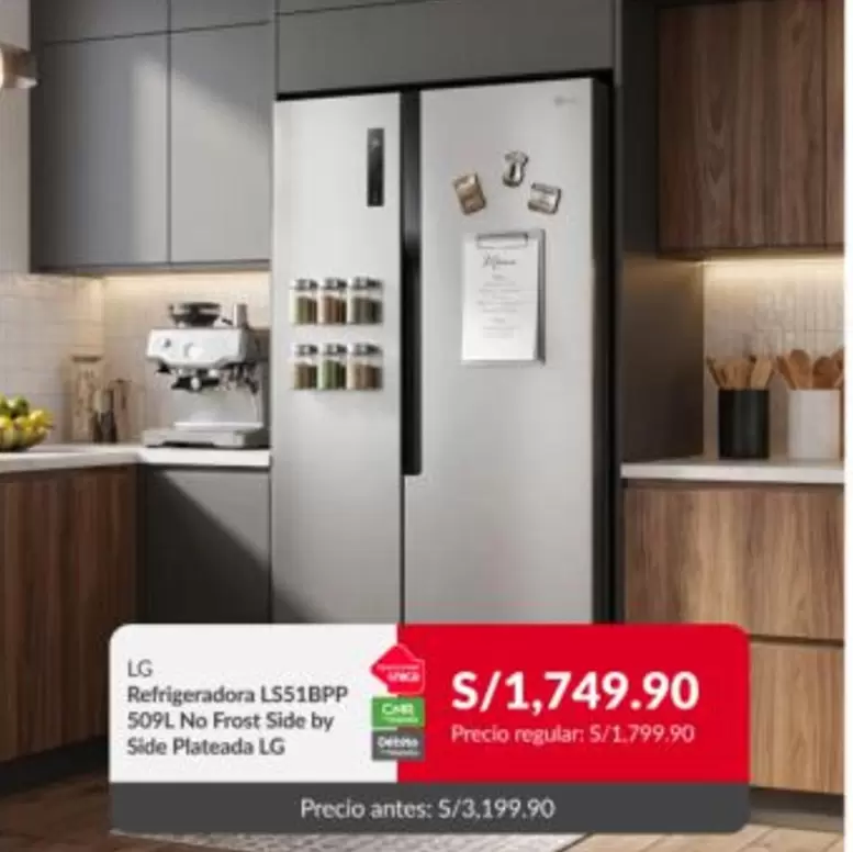 Lg - Refrigeradora LS51BPP 509PL No Frost Side by Side Plateada