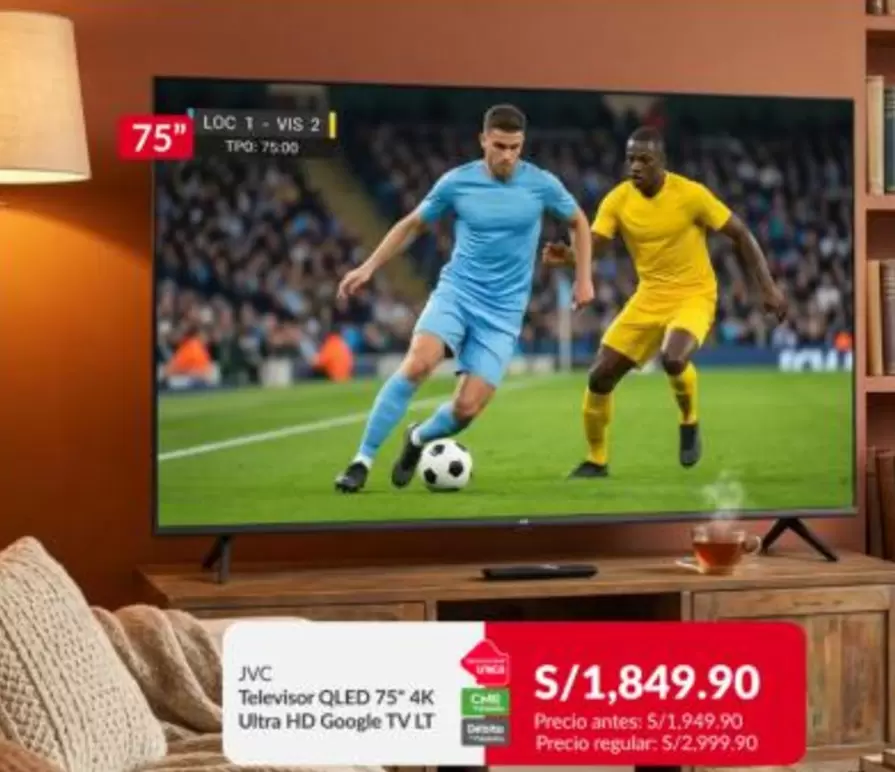 JVC - Televisor QLED 75" 4K Ultra HD Google TV