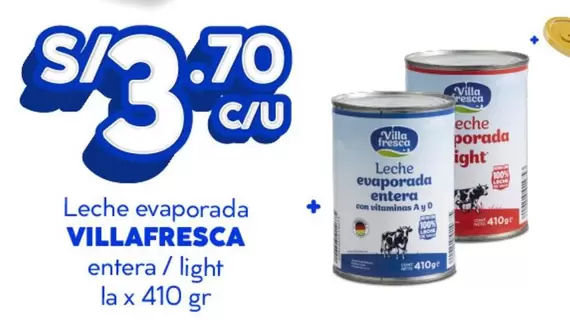 Leche evaporada entera / light