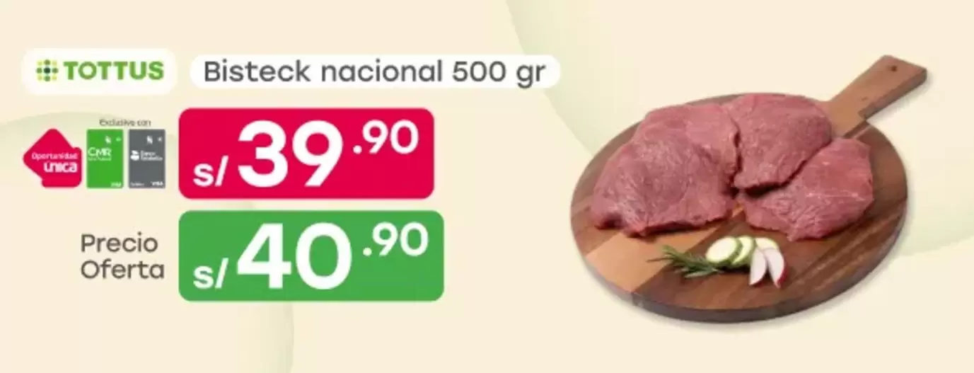 Tottus - Bisteck nacional 500 gr