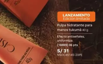 Natura - Pulpa hidratante para manos tukumá 40 g (18889) 06 pts