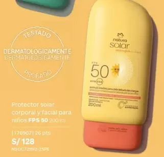Natura - Protector solar corporal y facial para niños FPS 50 200ml (176907)