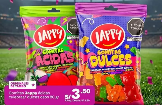 Gomitas Jappy ácidas culebras/ dulces osos