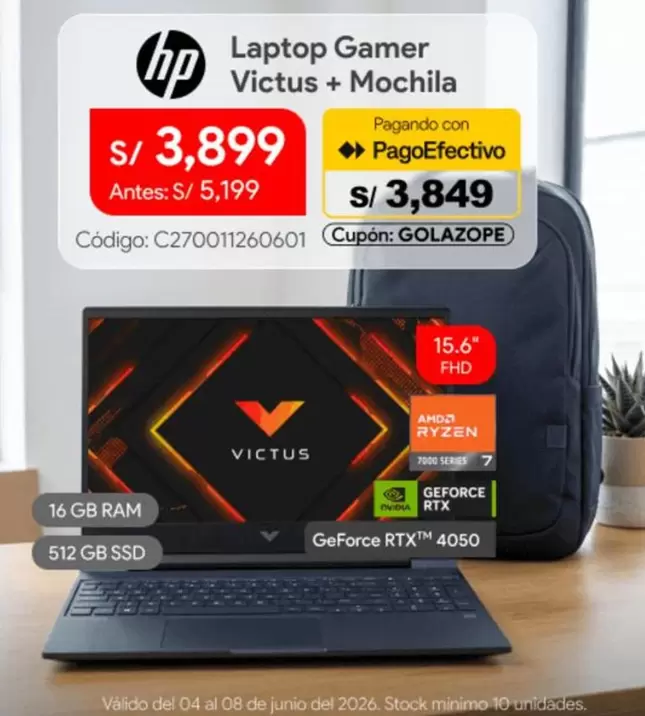 Hp - Laptop Gamer Victus + Mochila