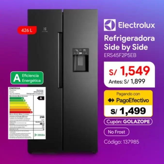 Electrolux - Refrigeradora Side by Side ERS45F2P5EB