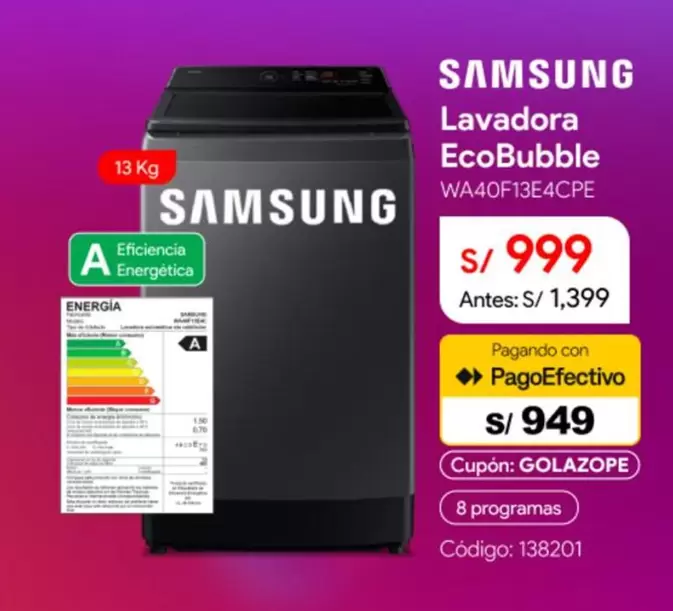 Samsung - Lavadora EcoBubble WA40F13E4CPE