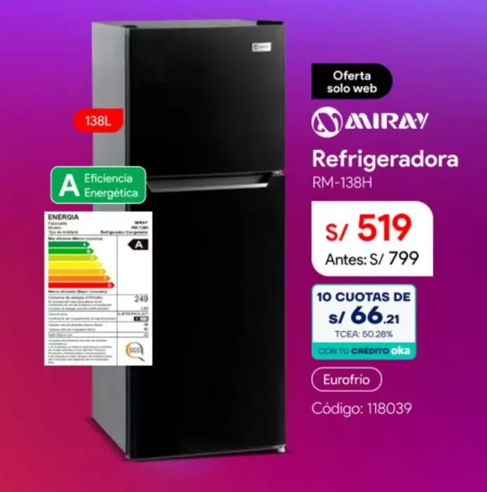 Miray - Refrigeradora RM-138H