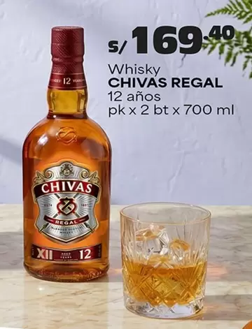 Chivas Regal - Whisky 12 años pk x 2 bt x 700 ml