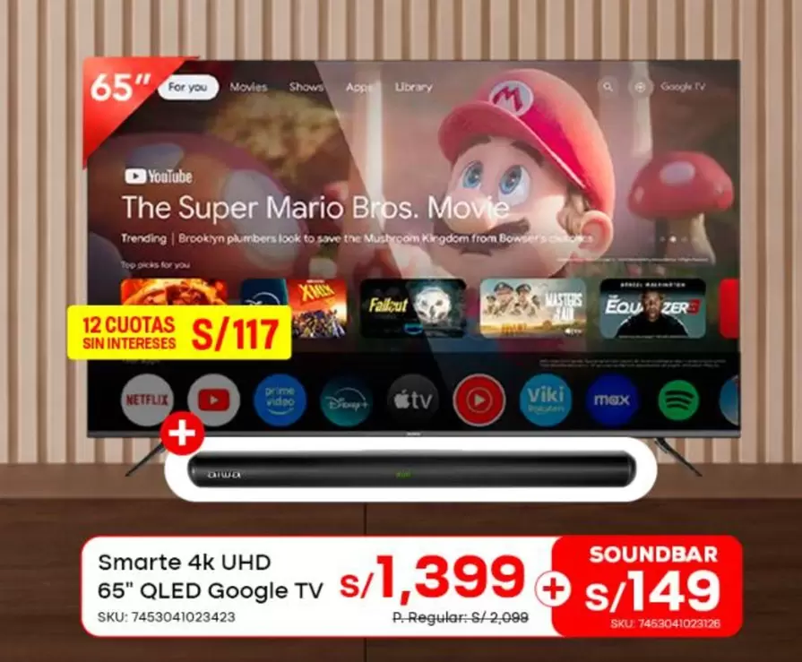 Smarte 4K UHD 65" QLED Google TV