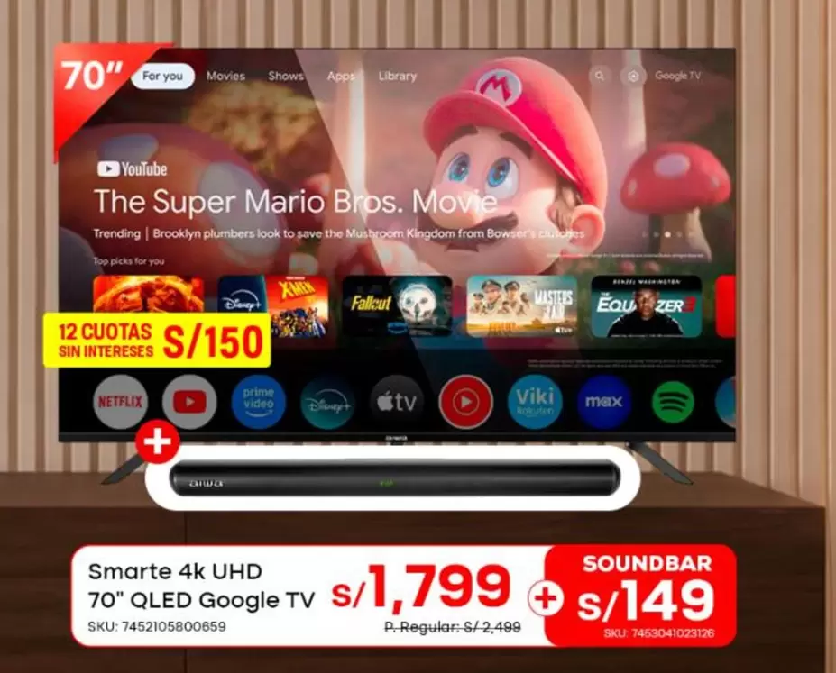Smarte 4K UHD 70" QLED Google TV