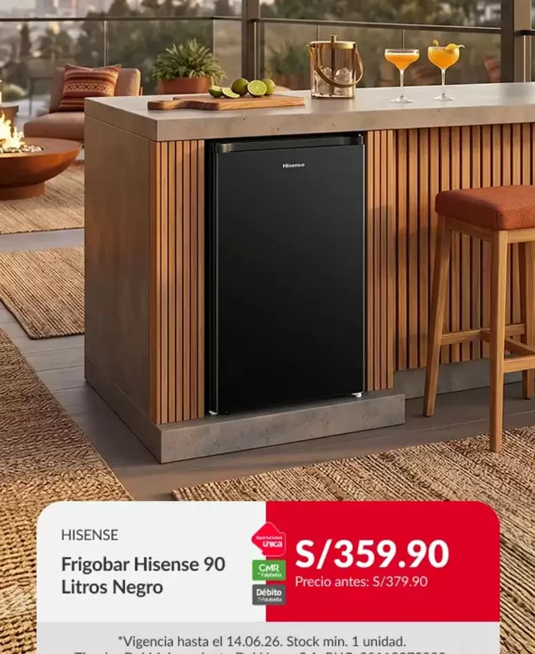 Hisense - Frigobar 90 Litros Negro