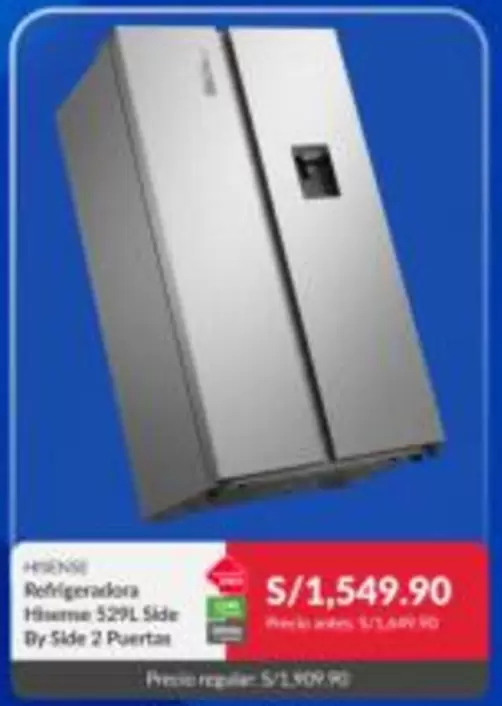 Hisense - Refrigeradora 529L Side By Side 2 Puertas