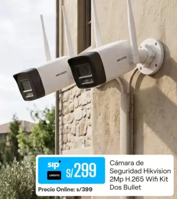 Cámara de Seguridad 2Mp H.265 Wifi Kit Dos Bullet