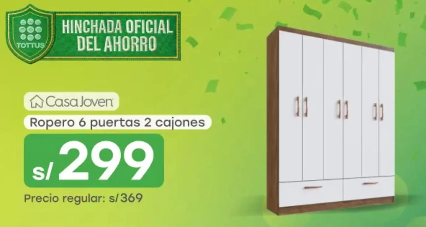 Casa Joven - Ropero 6 puertas 2 cajones