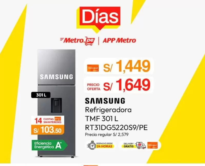 Samsung - Refrigeradora TMF 301 L RT31DG5220S9/PE