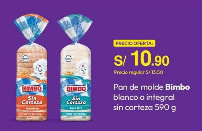 Bimbo - Pan de molde blanco o integral sin corteza