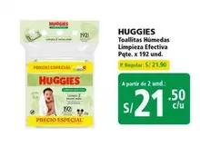 Huggies - Toallitas Húmedas Limpieza Efectiva Pqte. x 192 und.