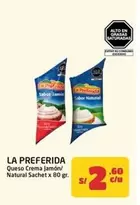 La Preferida - Queso Crema Jamón / Natural Sachet