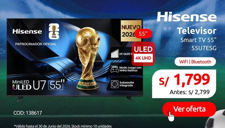 Hisense - Televisor Smart TV ULED U7 55" 55U7ESG