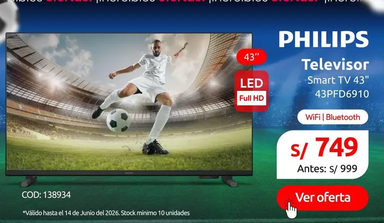 Philips - Televisor Smart TV 43" 43PFD6910